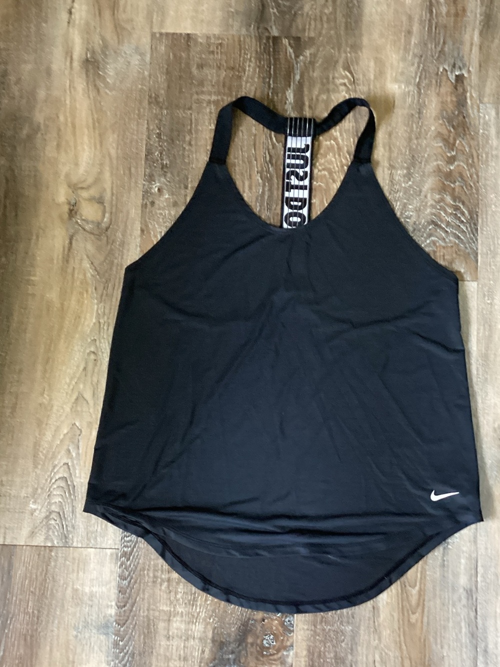 Nike Women's Black Racerback Performance Tank with Logo Strap